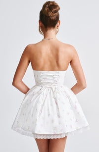 Ariana Mini Dress – White Multi Floral Print