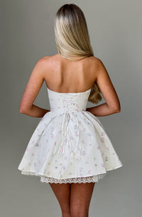 Ariana Mini Dress – White Multi Floral Print