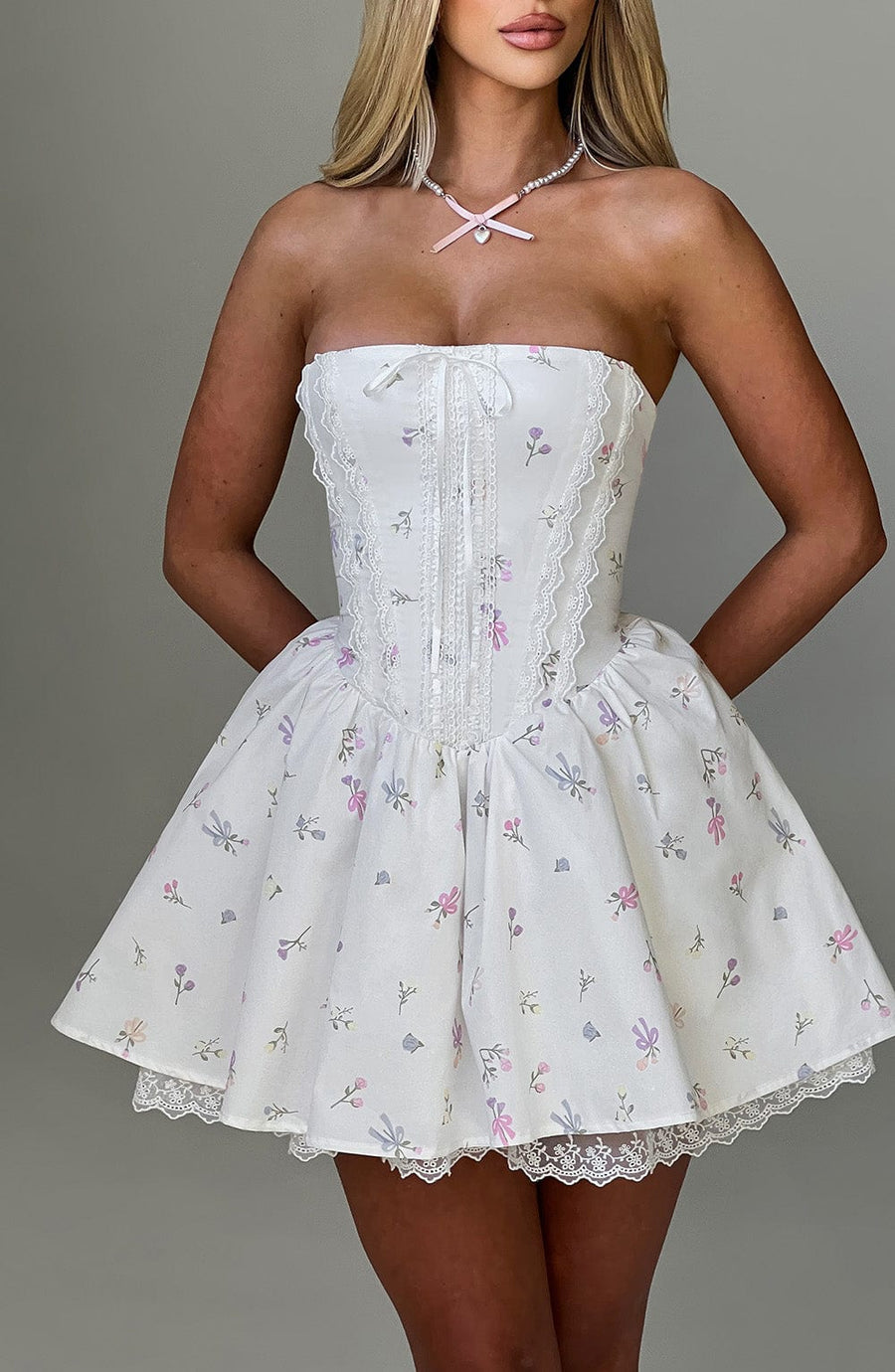 Ariana Mini Dress – White Multi Floral Print