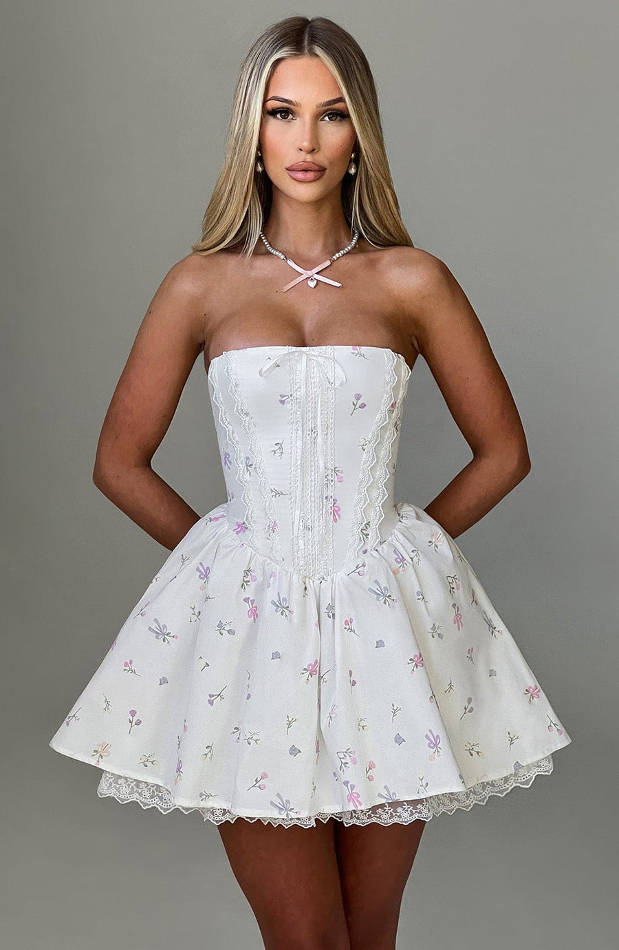 Ariana Mini Dress – White Multi Floral Print