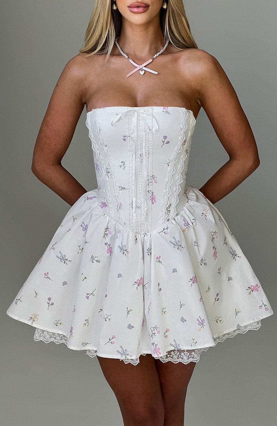 Ariana Mini Dress – White Multi Floral Print