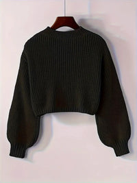 Magdalena | Women's Winter Cropped Ribbed Knit Sweater