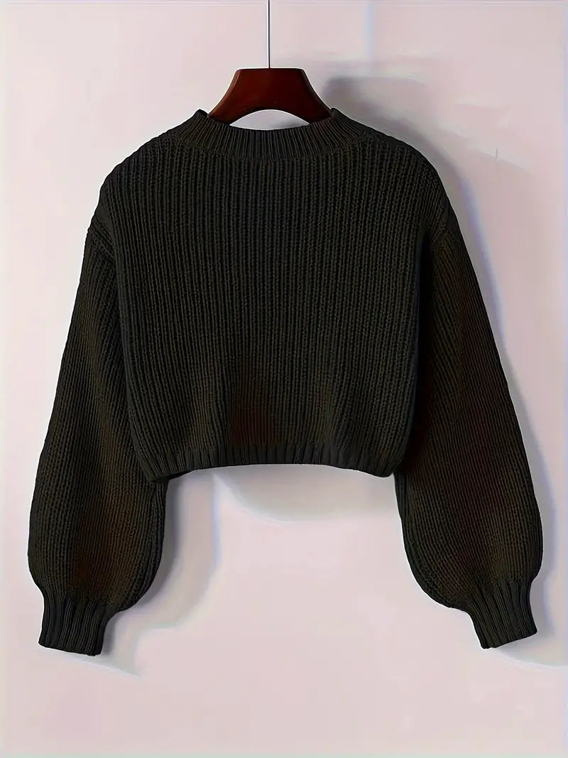 Magdalena | Women's Winter Cropped Ribbed Knit Sweater