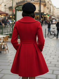 Wool Blend a Line Coat with Shawl Collar and Buttons for Women 2026