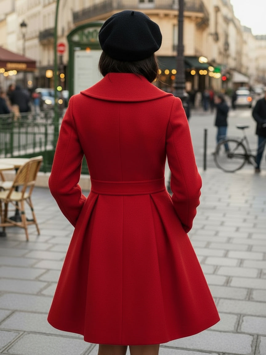 Wool Blend a Line Coat with Shawl Collar and Buttons for Women 2026