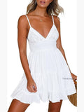 Sleeveless Lace Skater Dress With V-Neck And Bowknot Back