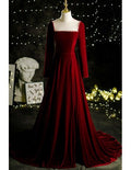 Long Velvet Evening Dress Backless with Beadings