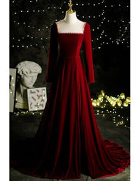 [$159.99] Long Velvet Evening Dress Backless with Beadings #L78186 GemGrace.com