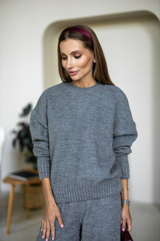 2 Piece Knit Lounge Set Women – Cozy Wool Blend Sweater & Pants Knit Outfit Minimalist Fall Winter Matching Set Clothing