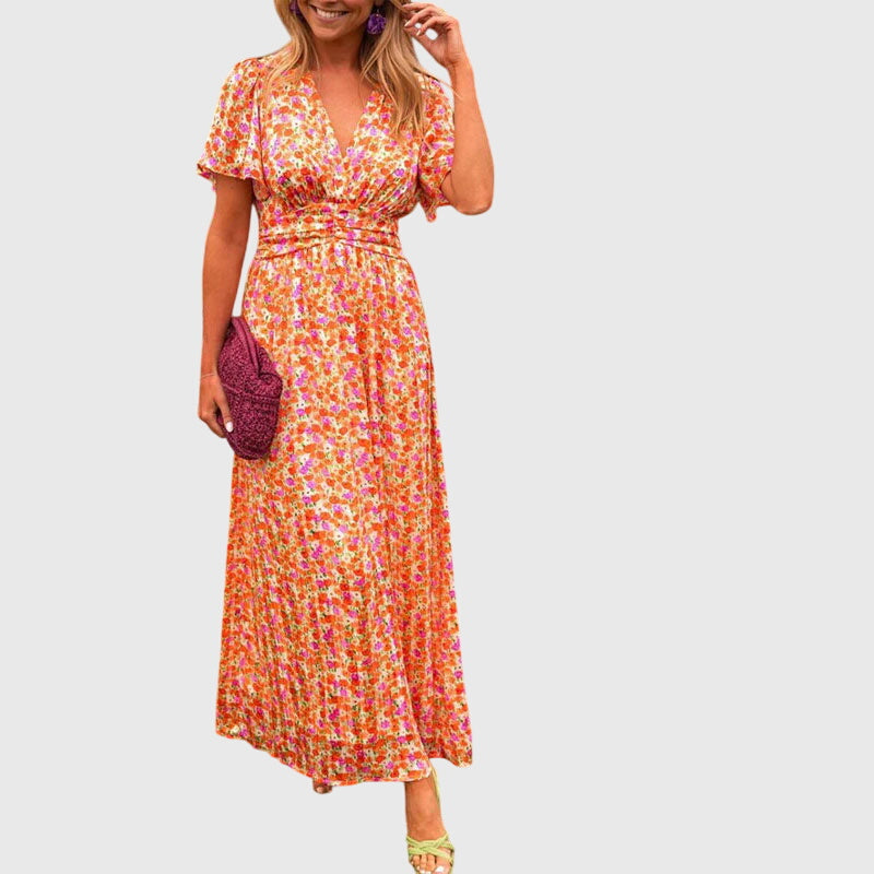 Leonie | Women's Short Sleeve Floral Maxi Dress