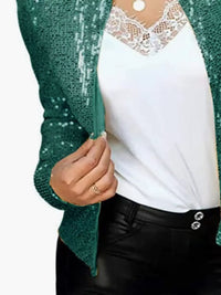 Full Size Sequin Long Sleeve Jacket