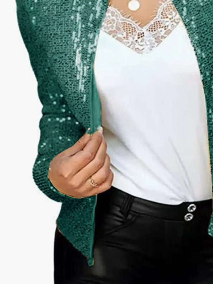 Full Size Sequin Long Sleeve Jacket