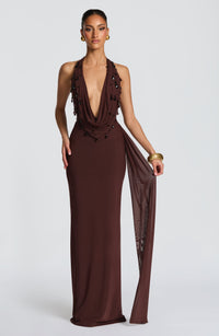 Laura Maxi Dress - Plum Brown
