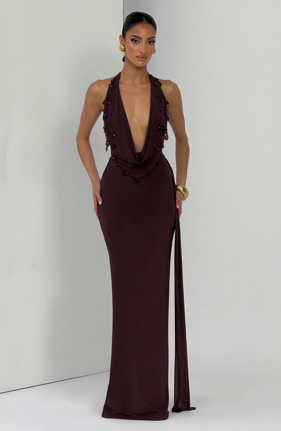 Laura Maxi Dress - Plum Brown