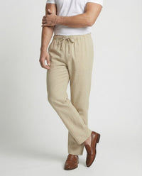 Fabian Breathable Linen Blend Trousers with Drawstring Waist and Pockets