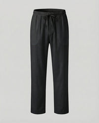 Fabian Breathable Linen Blend Trousers with Drawstring Waist and Pockets in Beige