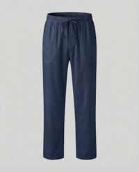 Fabian Breathable Linen Blend Trousers with Drawstring Waist and Pockets in Grey