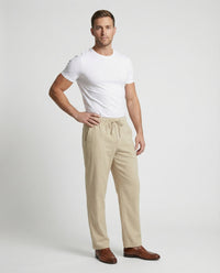 Fabian Breathable Linen Blend Trousers with Drawstring Waist and Pockets