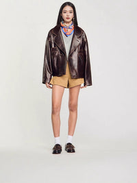 Fabienne Casual Leather Jacket with Pockets