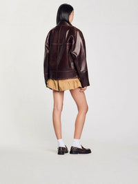 Fabienne Casual Leather Jacket with Pockets