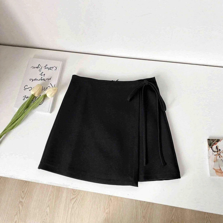Fabienne Elegant Linen Skirt in Black
