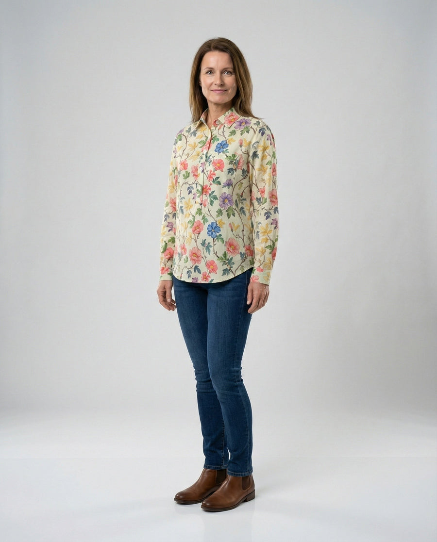 Fabienne Linen Blouse in Dark Green
