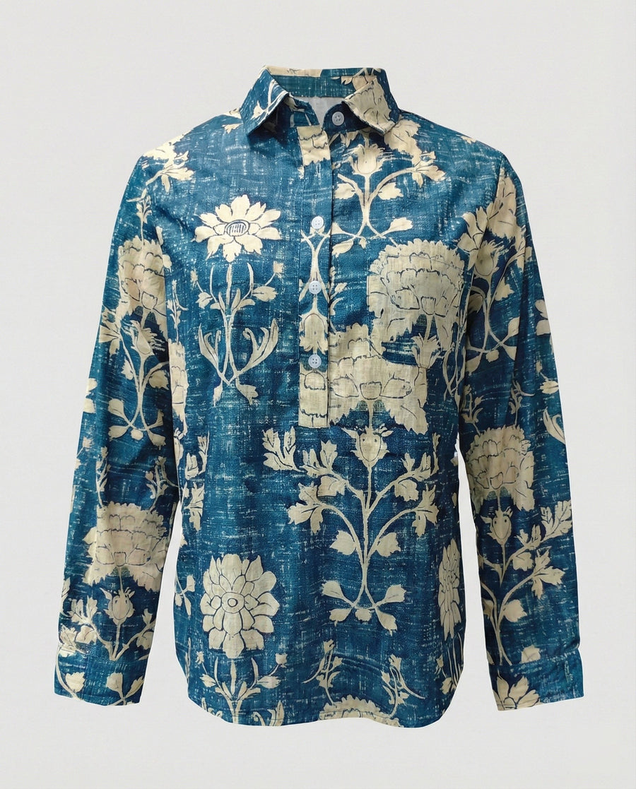 Fabienne Linen Blouse in Dark Green