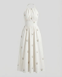 Fabienne Maxi Dress with Embroidery in White
