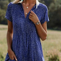 Fable Women's Printed V-Neck Midi Dress in Blue