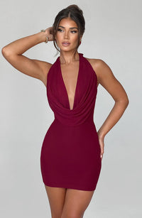 Magda Mini Dress – Burgundy