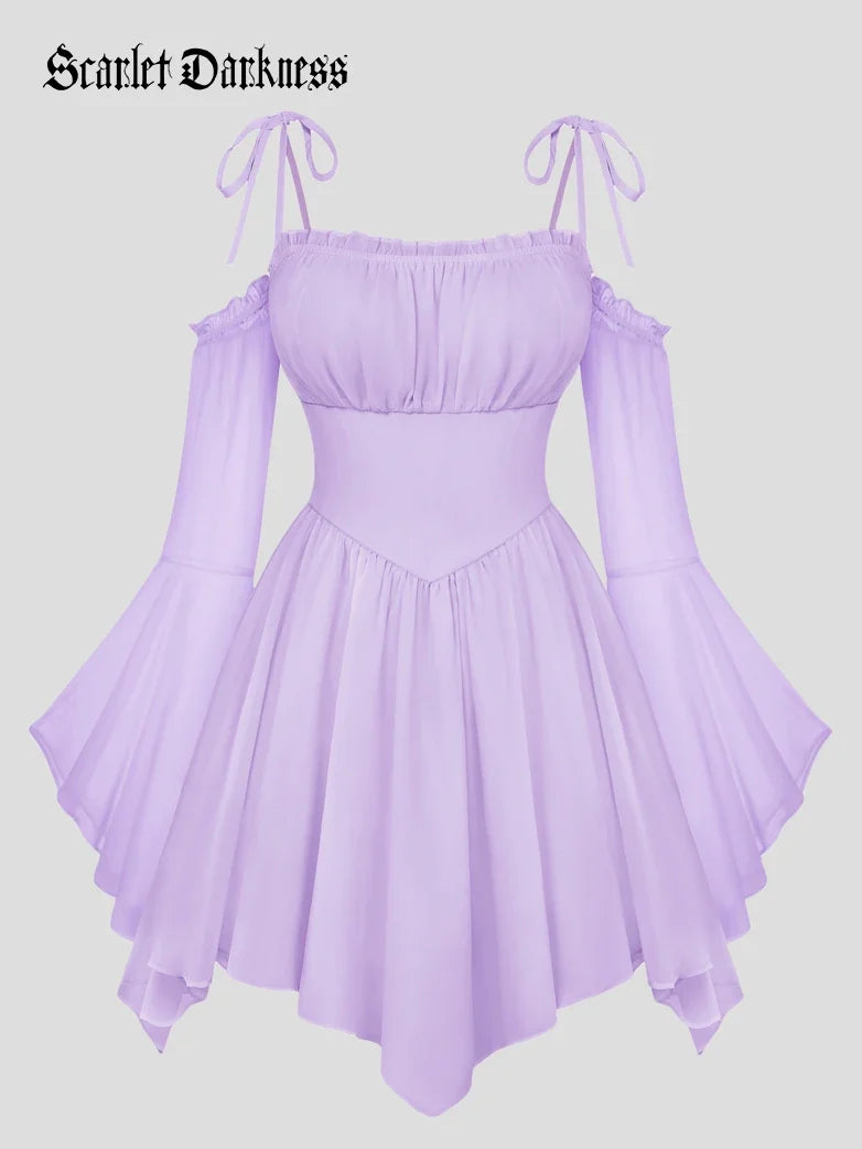 Fantasy Fairy Irregular Hem Chiffon Dress with Pockets