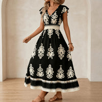 Faolán Women's Baroque Print Maxi Dress in Black