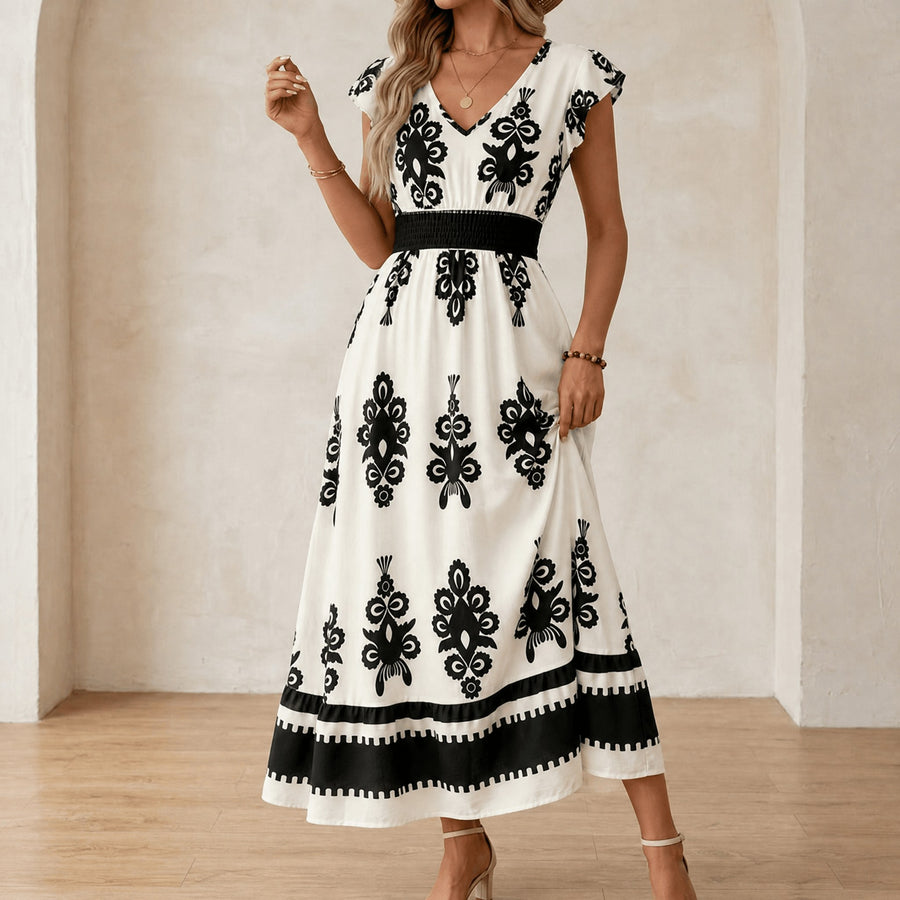 Faolán Women's Baroque Print Maxi Dress in White