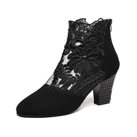 Farah Elegant Lace Ankle Boots in Black