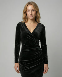 Farah Elegant Velvet Dress in Black