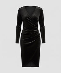 Farah Elegant Velvet Dress in Black