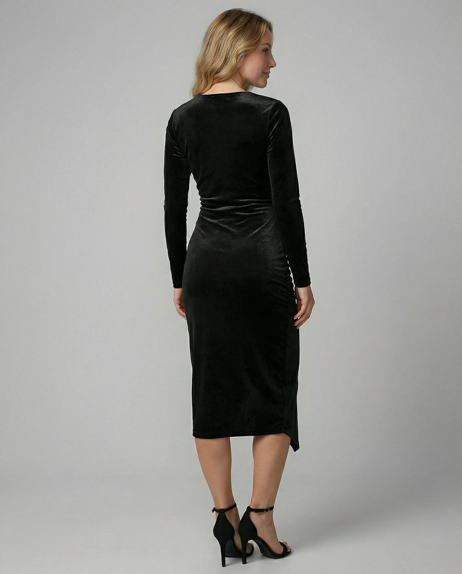 Farah Elegant Velvet Dress in Black