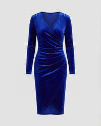 Farah Elegant Velvet Dress in Blue