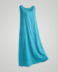 Farah Linen Maxi Dress in Blue