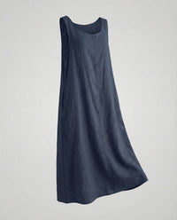 Farah Linen Maxi Dress in Navy