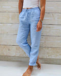Farah Linen Trousers with Elastic Waist