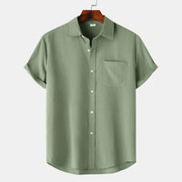Farah Shirt with Short Sleeve and Chest Pocket in Green