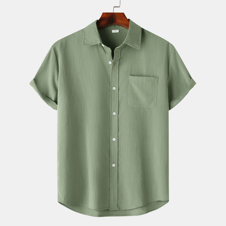 Farah Shirt with Short Sleeve and Chest Pocket in Green