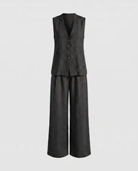 Faye Blazer with Sleeveless in Black