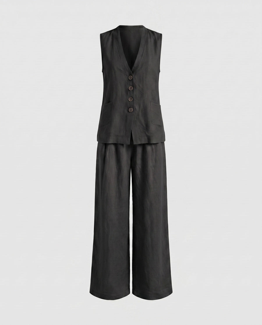 Faye Blazer with Sleeveless in Black