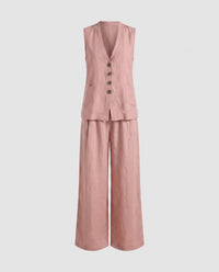 Faye Blazer with Sleeveless in Pink