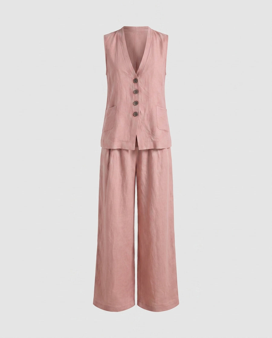 Faye Blazer with Sleeveless in Pink