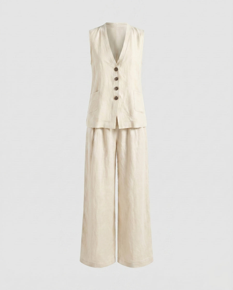Faye Blazer with Sleeveless in White
