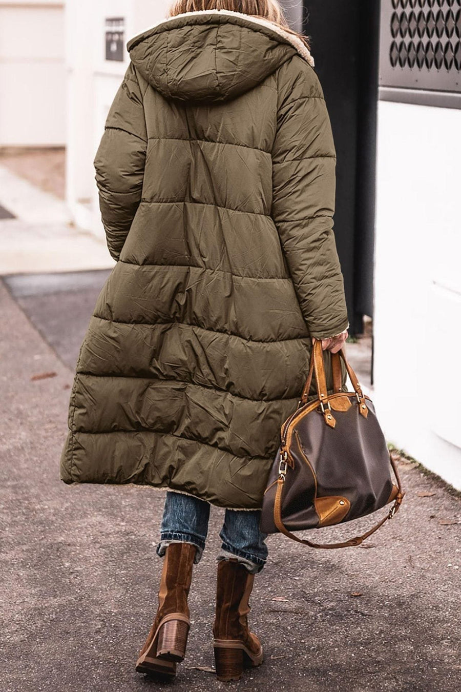 Faye Jacket with Hood in Olive Green
