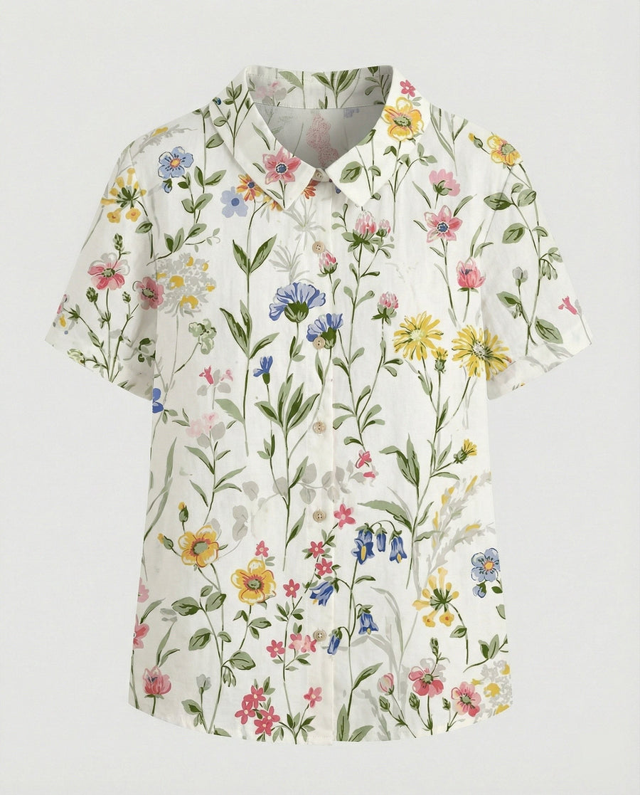 Faye Linen Blouse in Multicolour